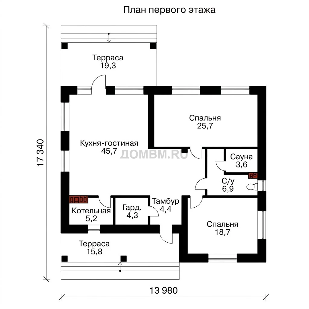Проект дома «Виго» — План 1 этажа