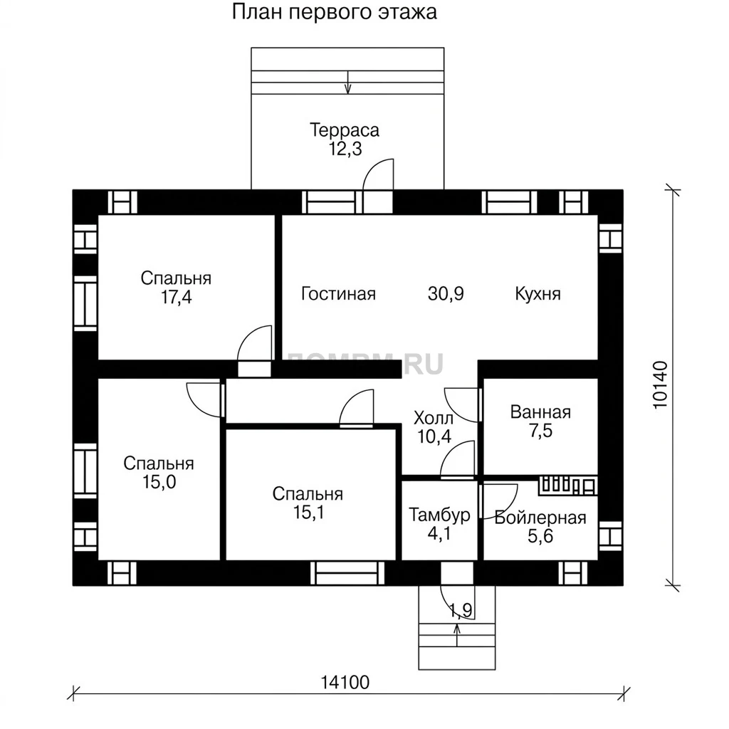 Проект дома «Владивосток» — План 1 этажа